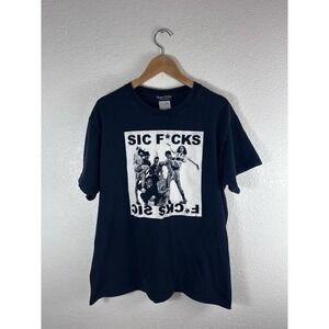 Sourpuss Clothing "SIC F*CKS" Graphic Band Punk T-Shirt Men's Medium Black